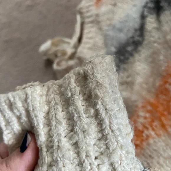 Anthropologie Meadow Rue Kennedy Fuzzy Knit Stripe Back Bow Sweater sz M Orange - Picture 10 of 11